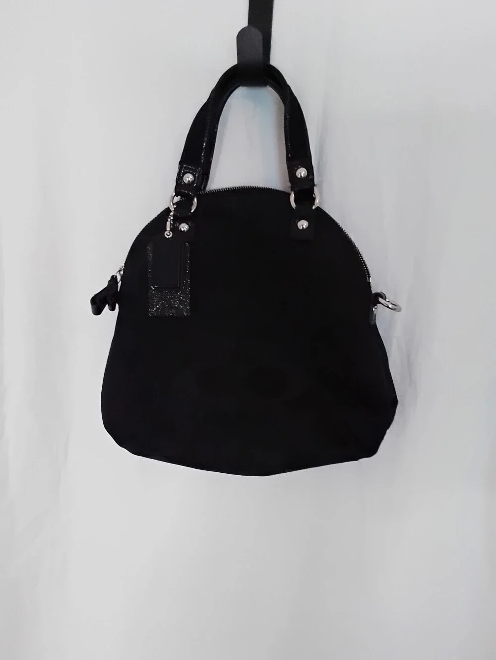 Coach Poppy Daisy Black Signature Dome Satchel Crossbody Bag No Shoulder Strip